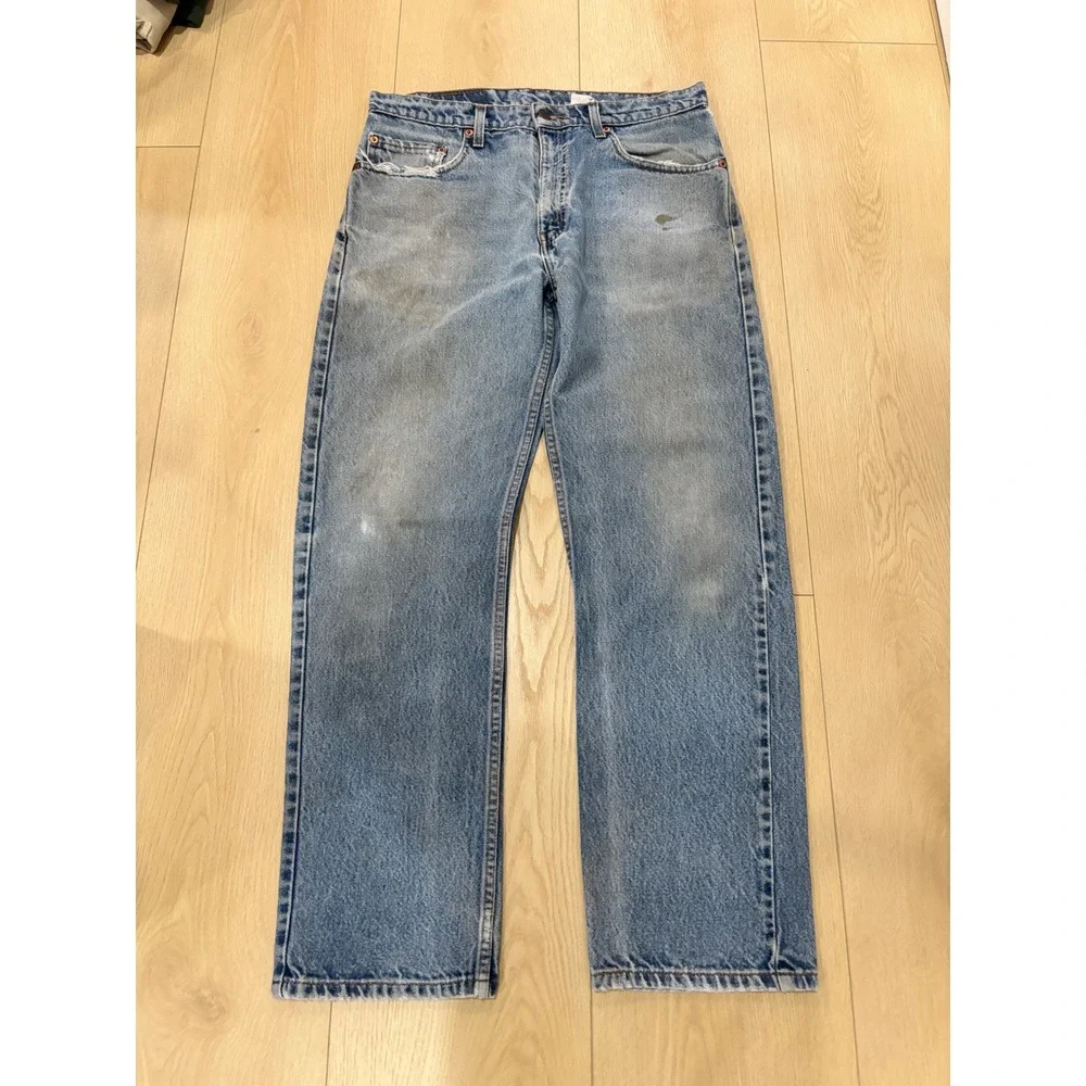 Levis 505 Regular Fit Straight Leg Jeans Mens‎ 33x30 Light Vintage Distressed